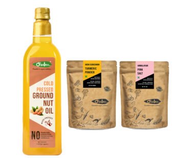 Orgatma Combo Pack – Groundnut Oil(1ltr) + Himalayan Rock Salt (1Kg) + High Curcumin Turmeric (500gm)
